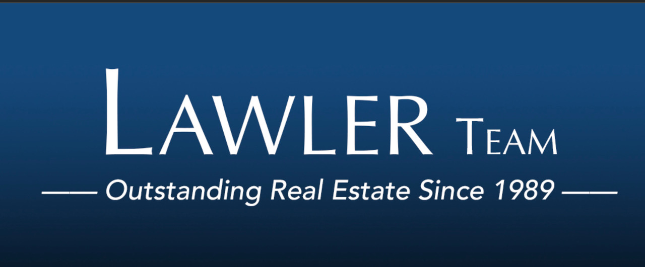 A blue banner with white text reads, “Lawler Team — Outstanding Real Estate Since 1989.” The words “Lawler Team” are prominently displayed above the tagline.